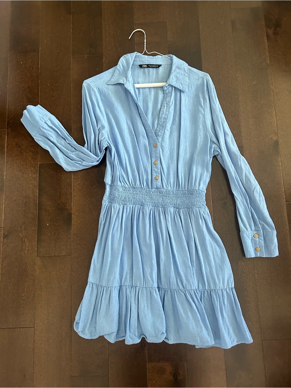 Zara Light Blue Linen-Blend Shirt